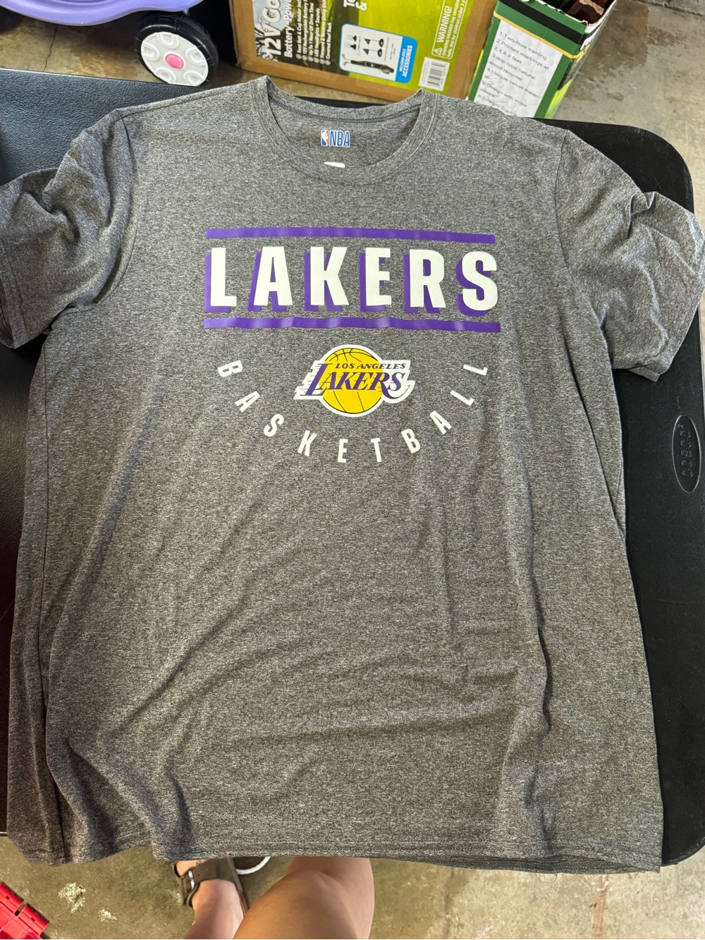NBD Gray Lakers Short-Sleeve Tee with Purple and Yellow Logo